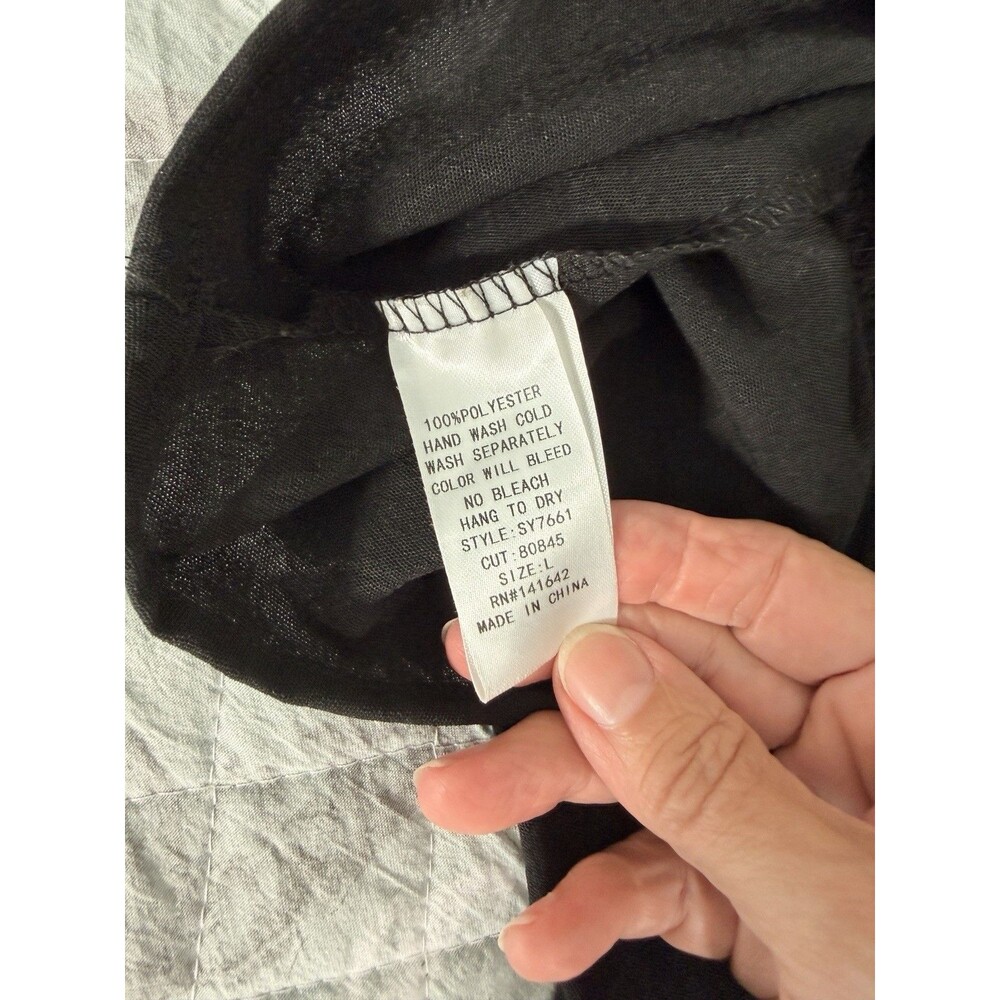 She + Sky Black Off Shoulder Tiered  Dress Long Balloon Sleeve Elastic Waist L - Picture 4 of 6